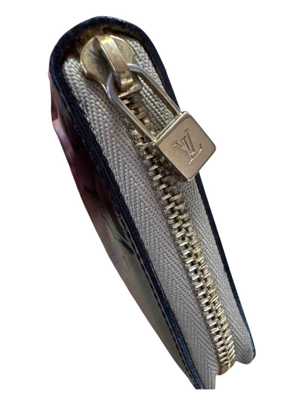 Louis Vuitton Black Patent Vernis Monogram Mini Zip Wallet with LV Storage Box